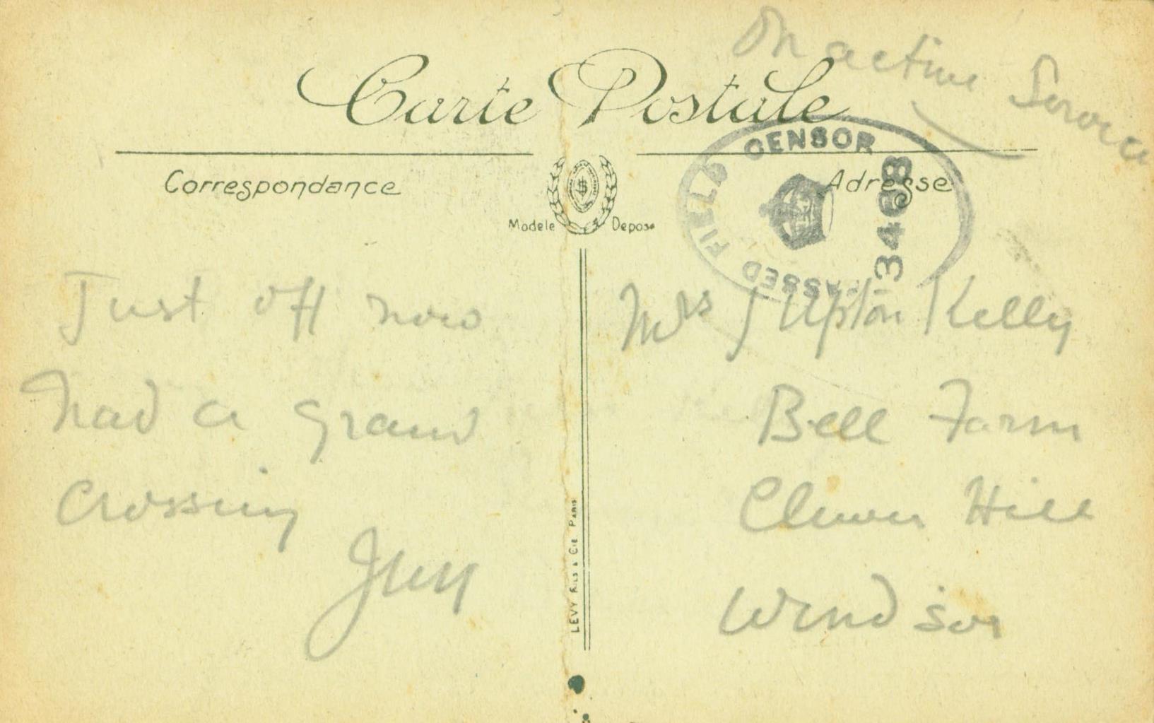Postcard, L’hotel des postes, boulogne-sur-mer, about 1914