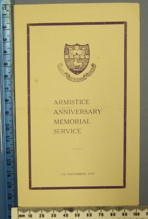 Order of service, Armistice Memorial Service, 1919